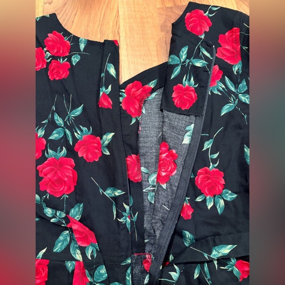 Erika Black Maxi Dress with Red Floral Design - Picture 6 of 8